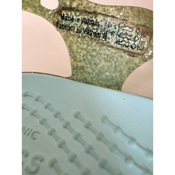 Crocs Girls Blue Green Glitter Size 5 Isabella Hook Loop Sling Back Bow Sandals - Picture 11 of 12